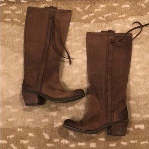 Brown leather boots